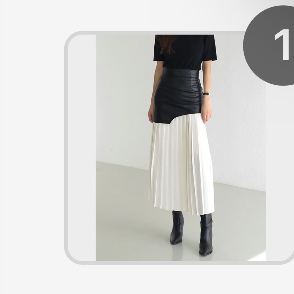 Faux leather chiffon midi pleated midi skirt